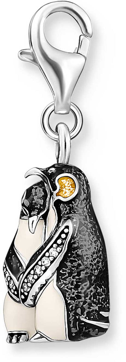 Charm Anhänger Pinguine in 3D-Optik - 925 Sterlingsilber