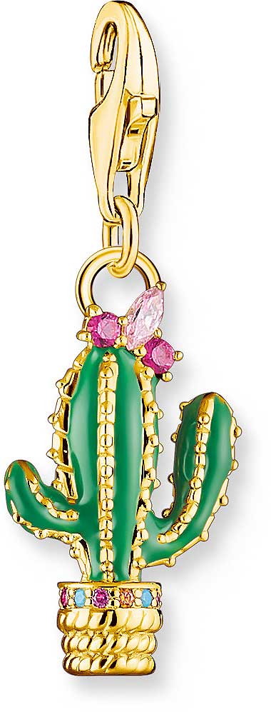 Charm Pendant 3D Cactus - 750 Yellow Gold Plating