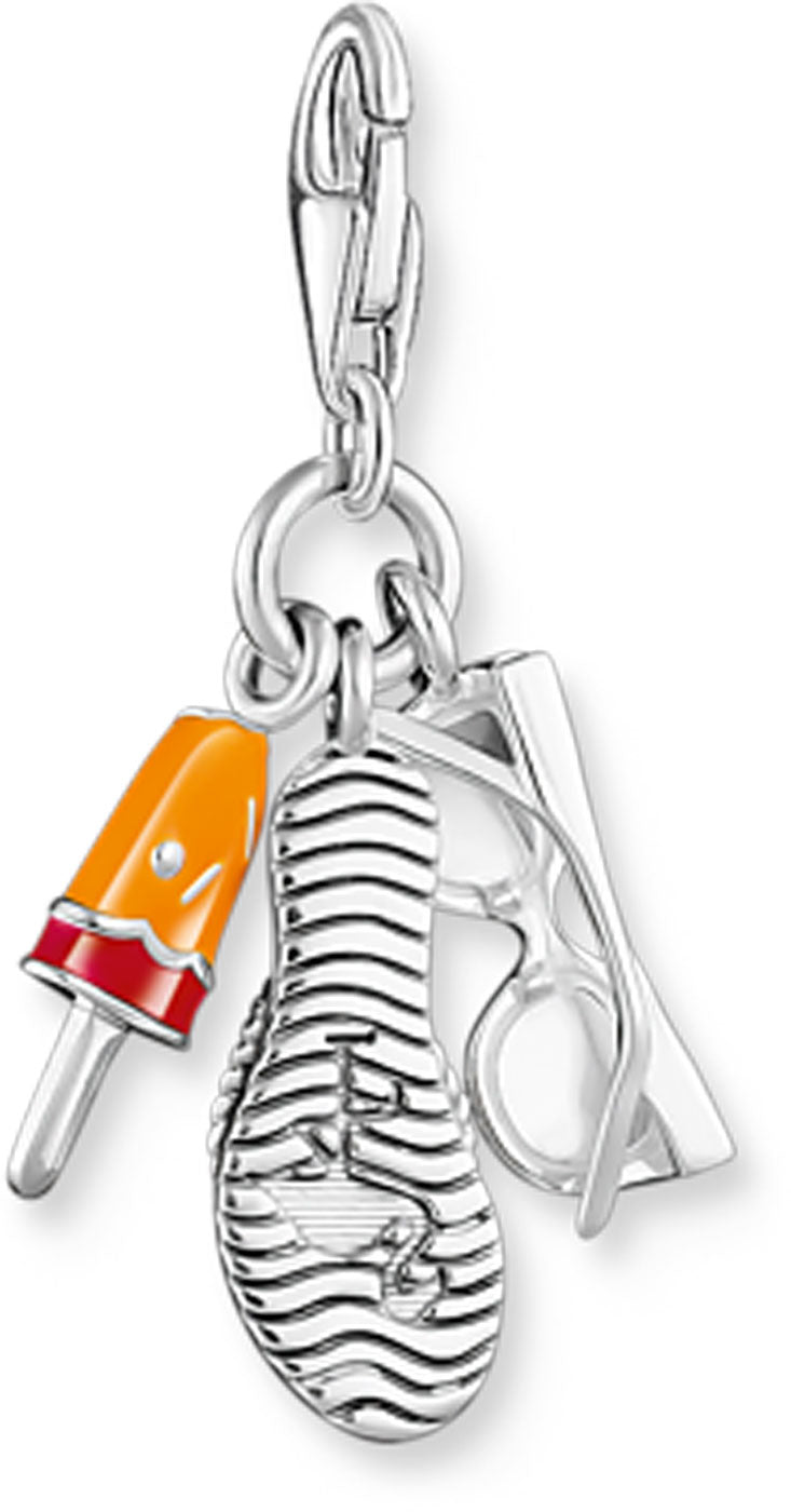 Charm Anhänger 3D Sonnenbrille, FlipFlop, Eis - 925 Sterlingsilber