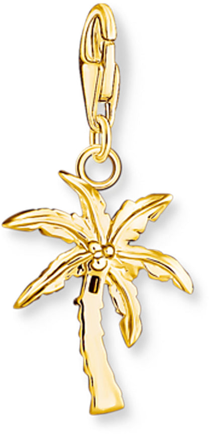 Charm Anhänger Bunte 3D Palme - 750 Gelbgold Vergoldung