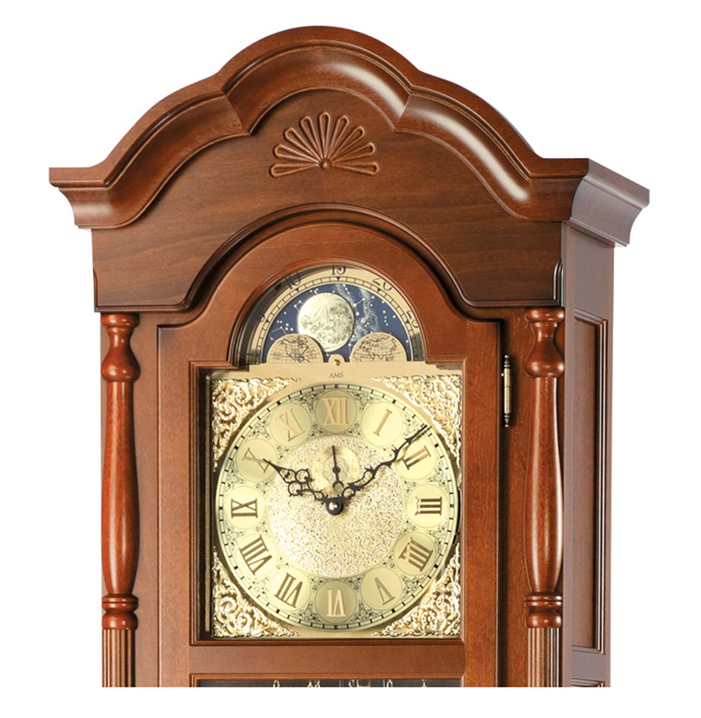 Horloge de parquet AMS 211x50x25 cm Noyer • Mélodie Westminster • Affichage des phases de lune