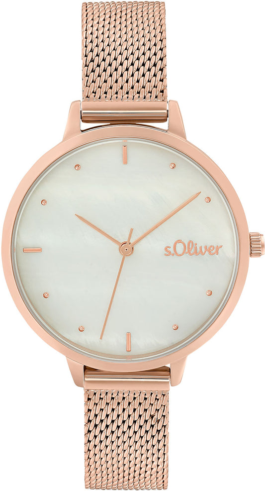 s.Oliver OLIVER-2033511 Damen Uhr • Präzises Quarzuhrwerk • Elegantes Milanaiseband