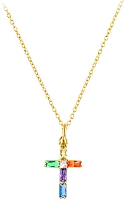 Necklace with colorful cross pendant - s.Oliver Jewelry Model: 2035509