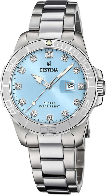 Festina Boyfriend F20503/5 Damenuhr • 10 ATM Wasserdicht • Blaues Zifferblatt
