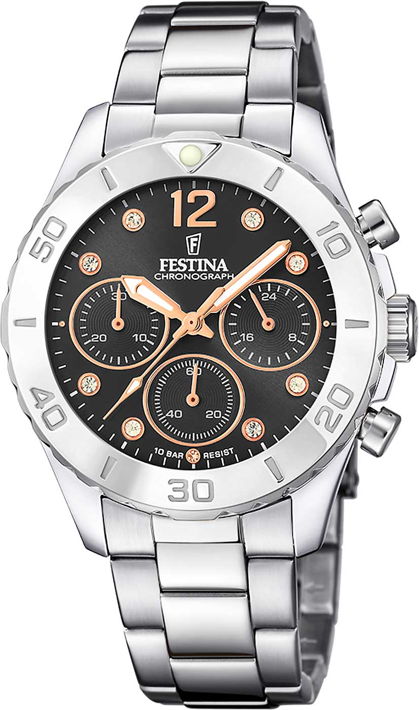 Festina Boyfriend F20603/6 Damenuhr • Sportliches Chronographen-Design • Hochwertiger Edelstahl