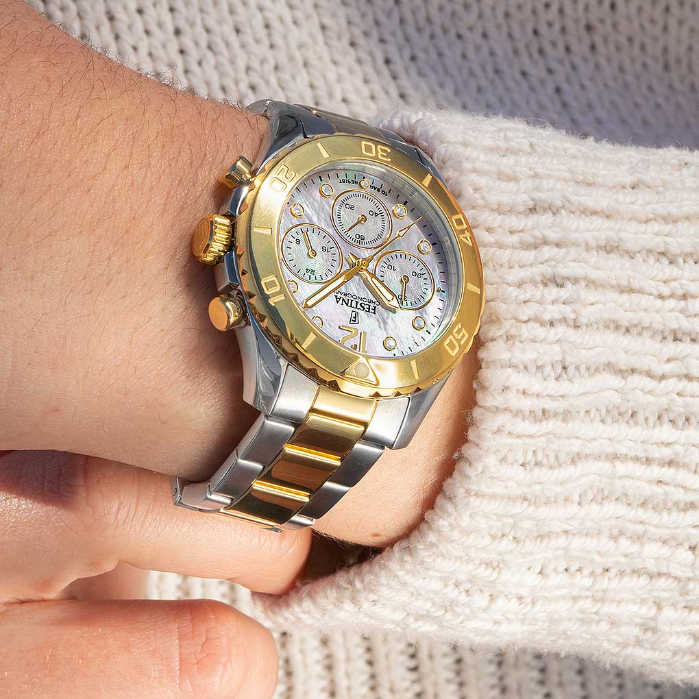 Festina Boyfriend F20604/1 Damenuhr • Perlmutt-Zifferblatt • 10 ATM wasserdicht