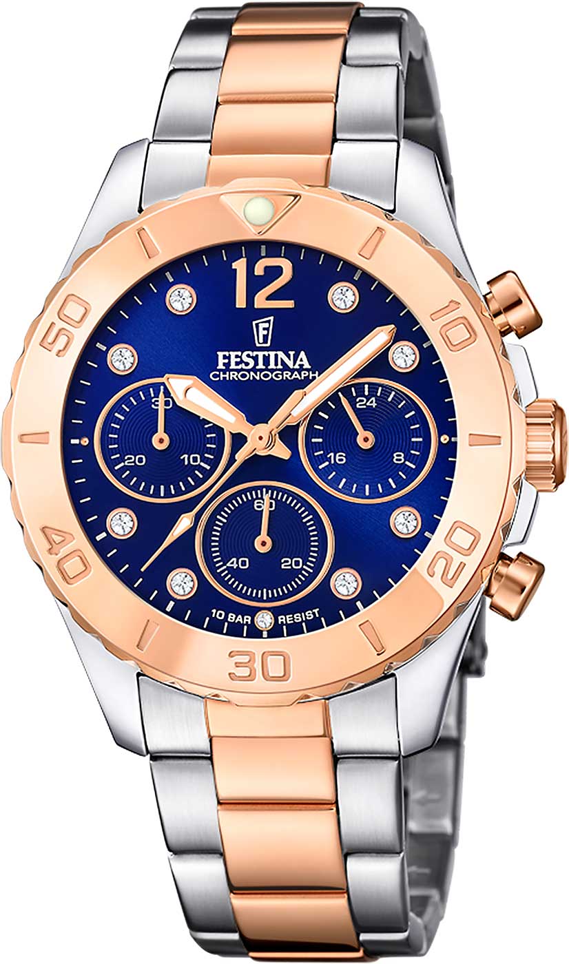 Festina Boyfriend F20605/3 Damenuhr • Bicolor-Optik • Chronograph