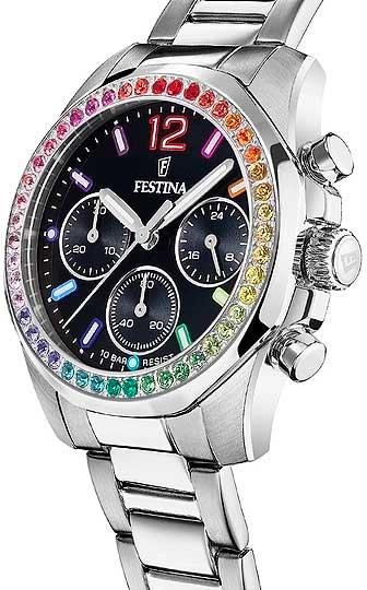 Festina Boyfriend F20606/3 Damenuhr • Regenbogen-Design • Edelstahl