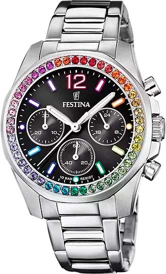 Festina Boyfriend F20606/3 Damenuhr • Regenbogen-Design • Edelstahl