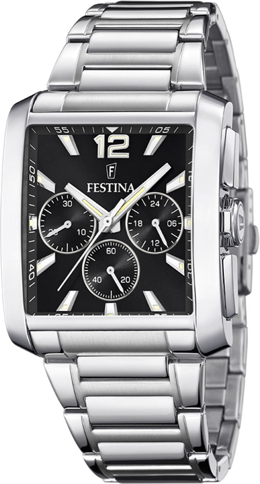 Montre pour homme Festina On the Square F20635/4 • Chronographe • Acier inoxydable robuste
