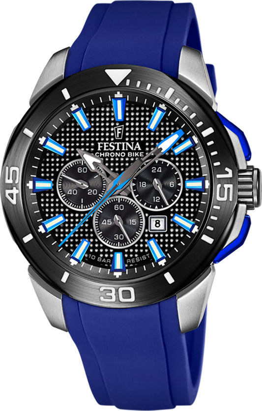 Montre Homme Festina Chrono Bike F20642/1 • Chronographe • Bracelet en résine bleu
