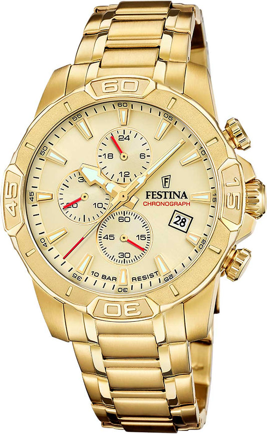 Festina Timeless Chronograph F20705/2 Herrenuhr • Gold-Edelstahl-Design • Präzises Quarzwerk