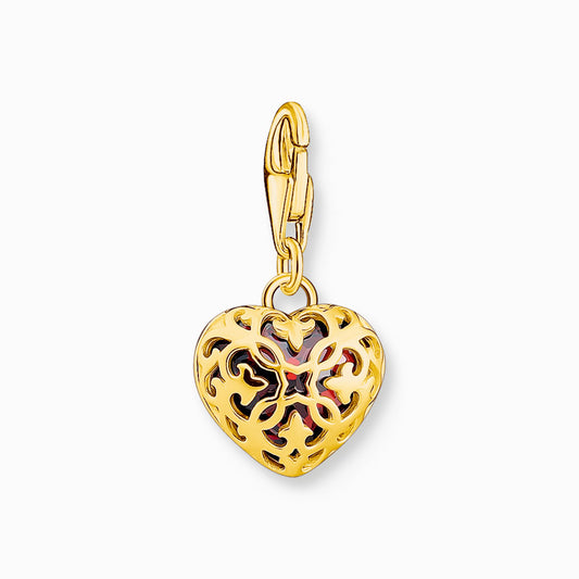 Thomas Sabo Charm Pendant Model: 2094-414-10 Heart with red zirconia garnet stone - 925 sterling silver 18k gold plating
