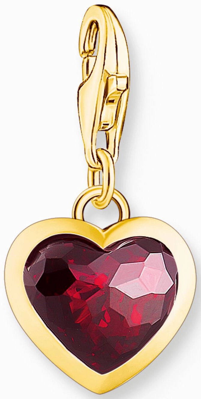 Thomas Sabo Charm Pendant Model: 2094-414-10 Heart with red zirconia garnet stone - 925 sterling silver 18k gold plating