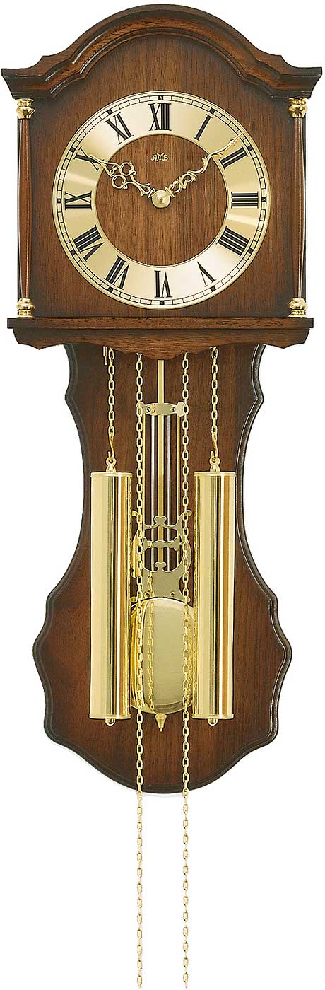 AMS Wall Clock 66x27x11 cm Wood • Mechanical Pendulum Movement • Bim-Bam Chime