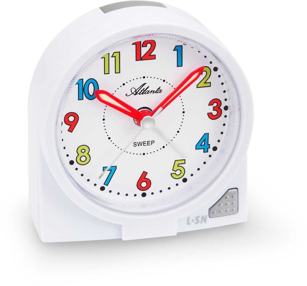 Atlanta Small Analog Children's Alarm Clock 8x8x3.5cm Plastic • Silent Movement • Snooze Function