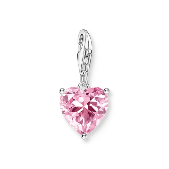 Zawieszka typu charm Thomas Sabo Serce z różową cyrkonią ze srebra próby 925