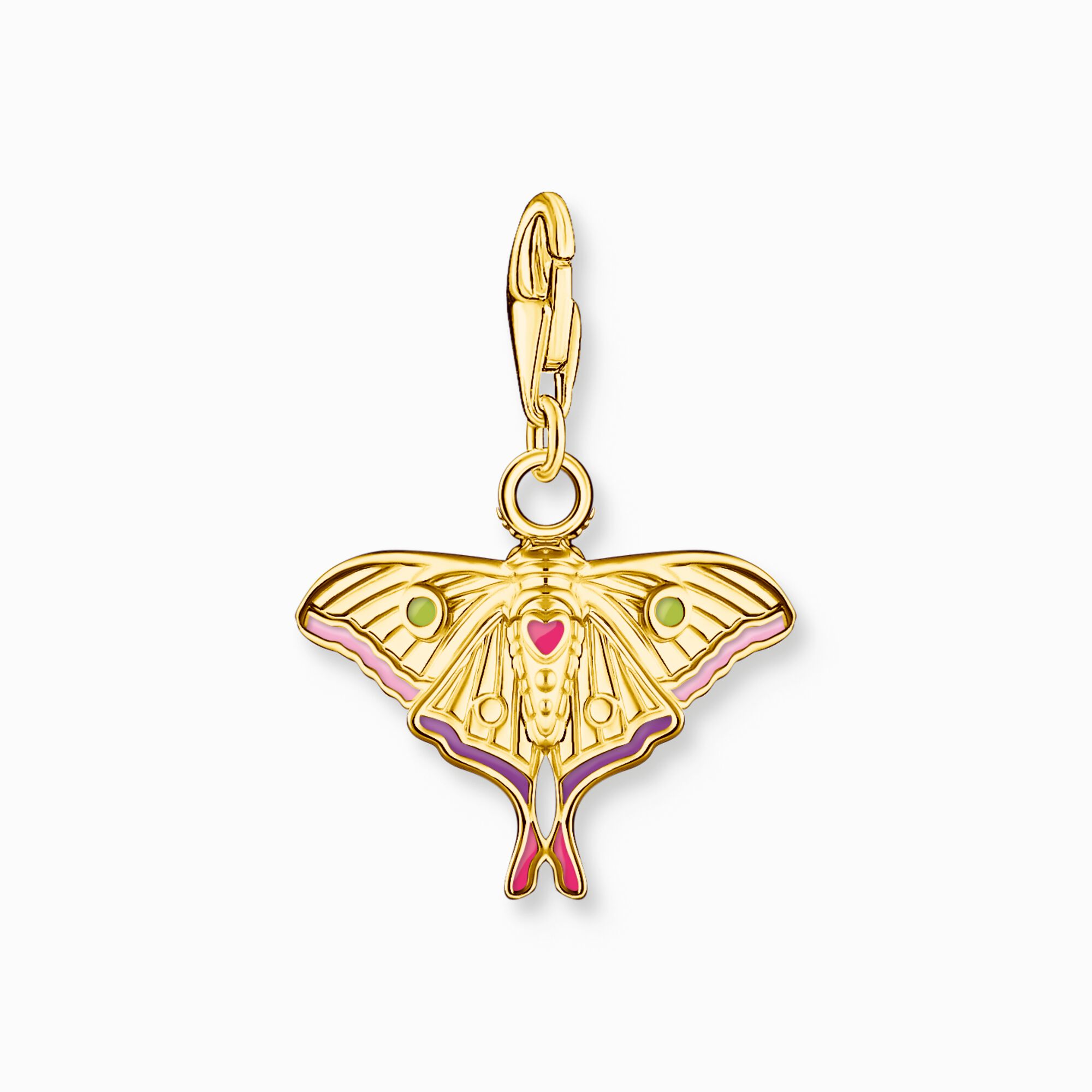 Thomas Sabo Charm Pendant Model: 2209-565-7 Colorful Night Moth - 925 Sterling Silver 18k Gold Plated and Cold Enamel