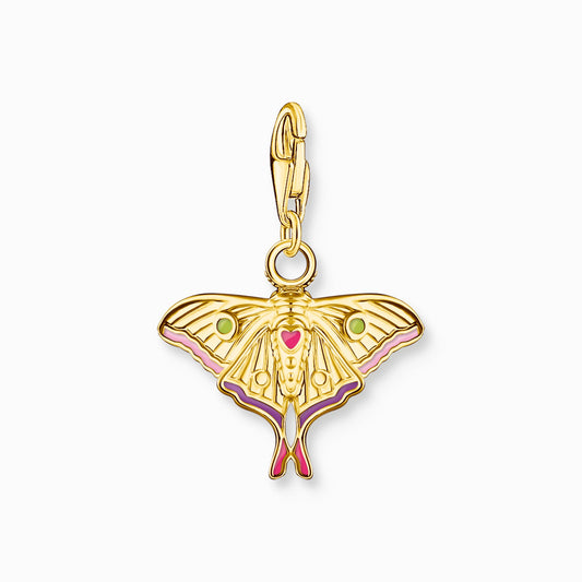 Thomas Sabo Charm Pendant Model: 2209-565-7 Colorful Night Moth - 925 Sterling Silver 18k Gold Plated and Cold Enamel