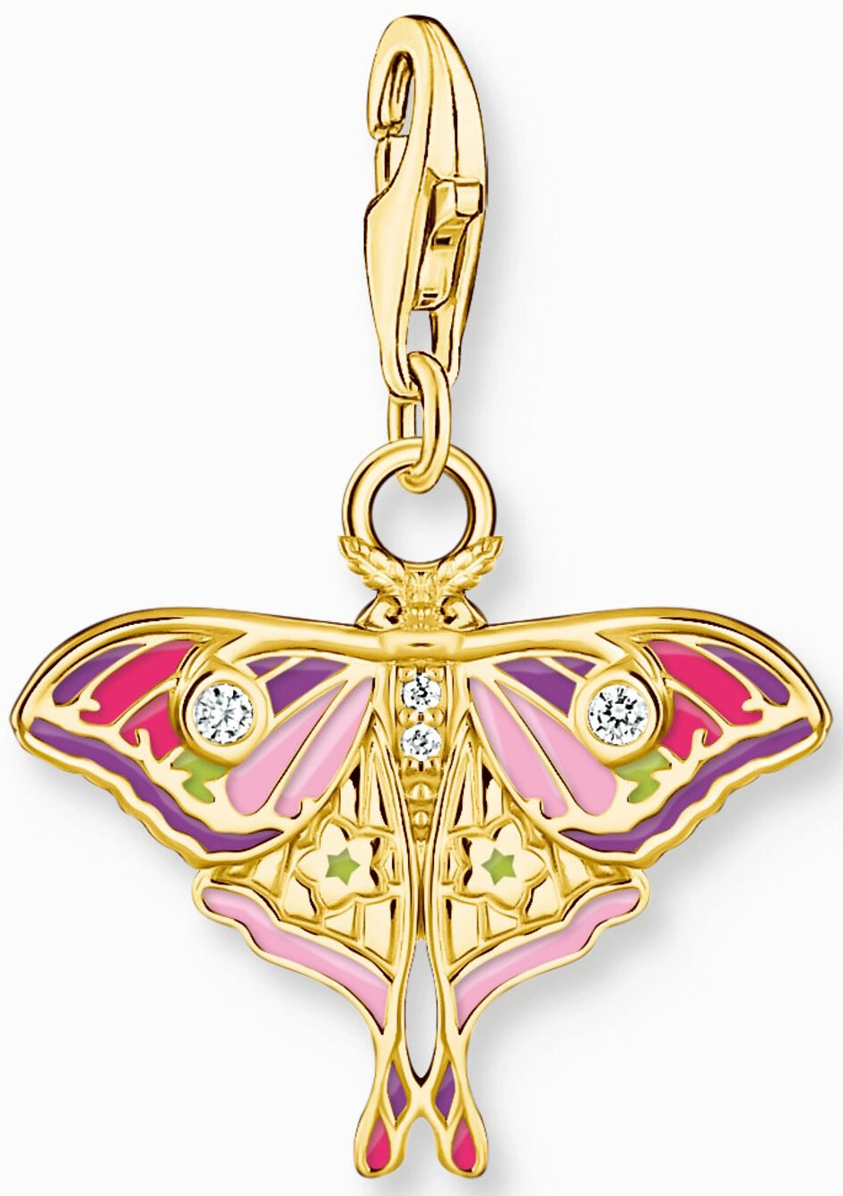 Thomas Sabo Charm Pendant Model: 2209-565-7 Colorful Night Moth - 925 Sterling Silver 18k Gold Plated and Cold Enamel