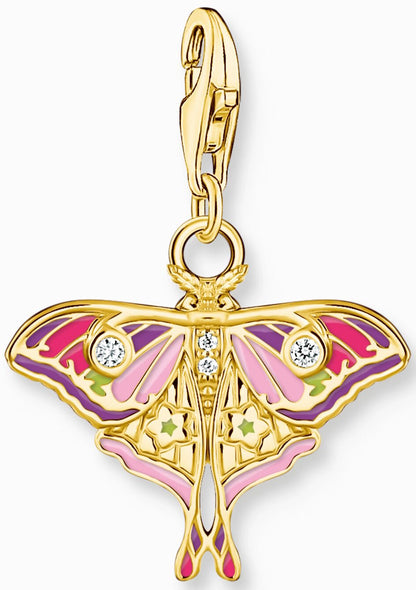 Thomas Sabo Charm Pendant Model: 2209-565-7 Colorful Night Moth - 925 Sterling Silver 18k Gold Plated and Cold Enamel