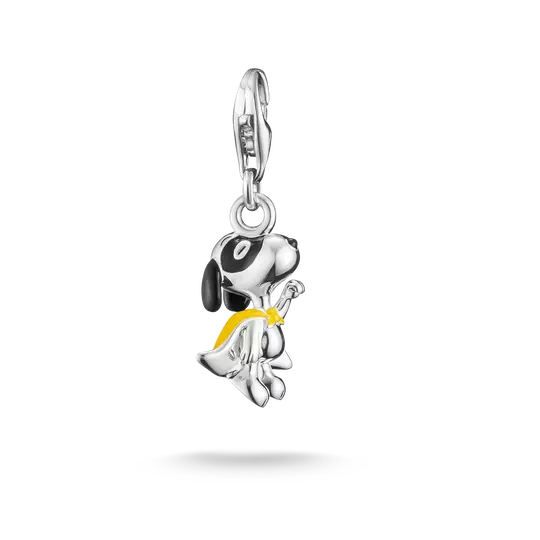 Zawieszka Snoopy ze srebra próby 925 z czarno-żółtą emalią