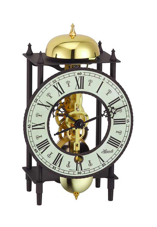 Hermle Table Clock 25.4x15.2x10.2 cm Metal • Mechanical 8-Day Movement • Visible Skeleton Movement