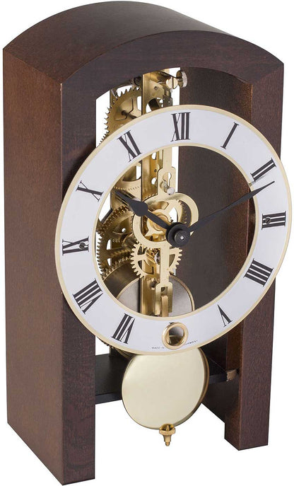 Pendule de table Hermle 18x9x11 cm bois • Mouvement squelette mécanique • Design élégant