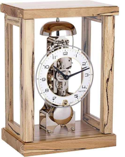 Hermle Table Clock 26.5x18.5x12.5 cm Wood • Mechanical Skeleton Movement • 14 Day Power Reserve