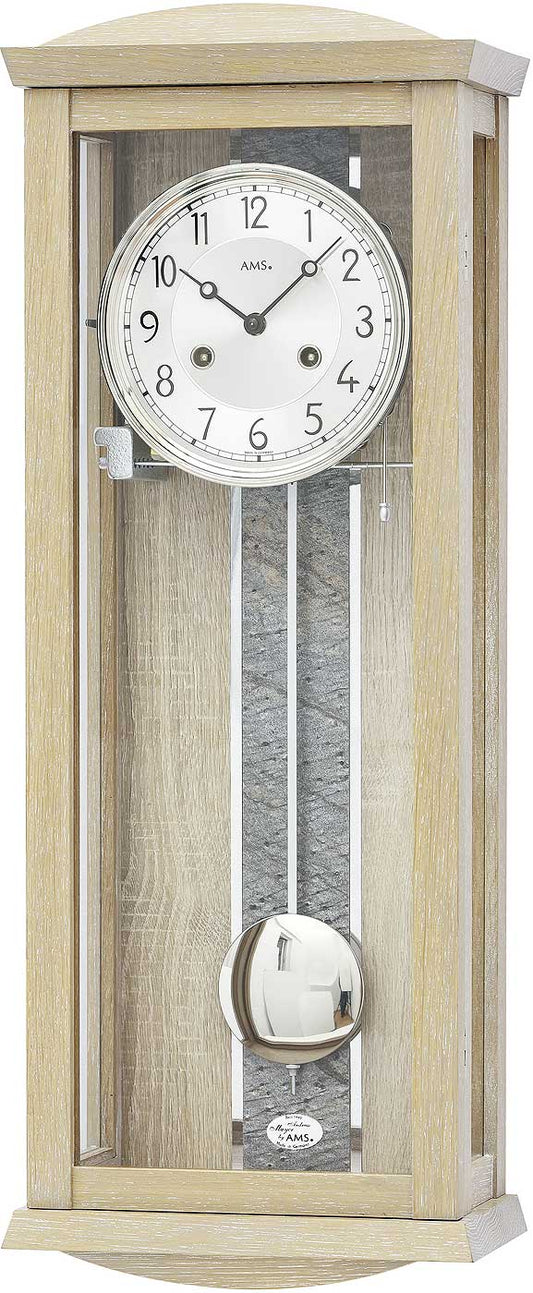 AMS Wall Clock 66x25x14 cm Wood • Mechanical 14-day Movement • Bim-Bam Chime