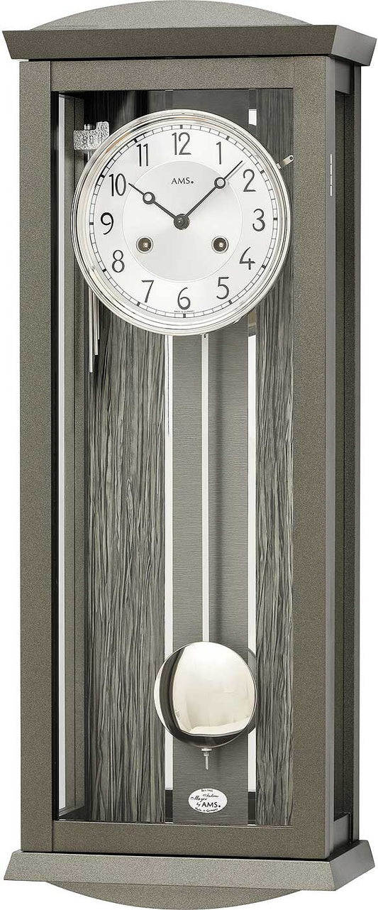AMS Wall Clock 66x25x14 cm Wood • Mechanical Bim-Bam Chime • Modern Design