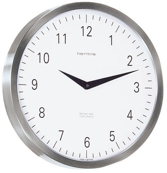 Hermle Wanduhr 30x30x4 cm Edelstahl • Funkgesteuert • Zeitloses Design