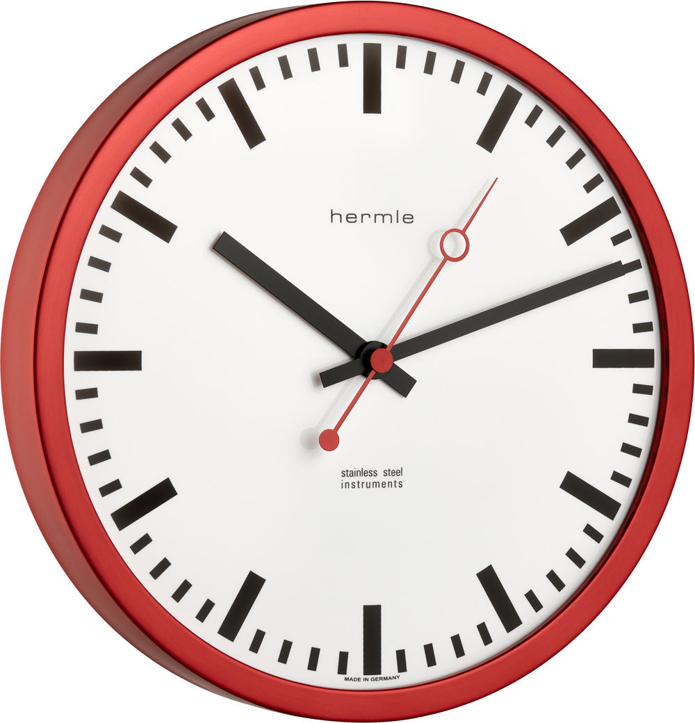 Hermle Wall Clock 30x30x5 cm Stainless Steel • Modern Design • Precise Quartz Movement