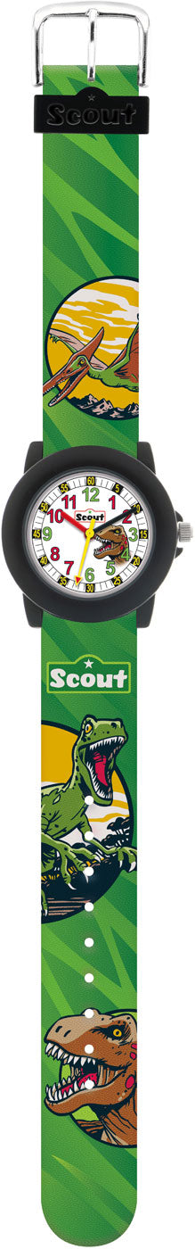 Scout Dino 305041 Jungen Uhr • 5 Bar wasserdicht • Dino-Motiv