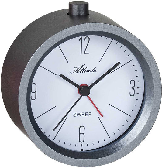 Atlanta Classic Alarm Clock 9.5 cm Metal Silver • Snooze • Light
