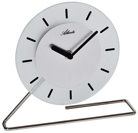 Atlanta Table Clock 20x19x5 cm Metal/Glass • Modern Design • Precise Quartz Movement