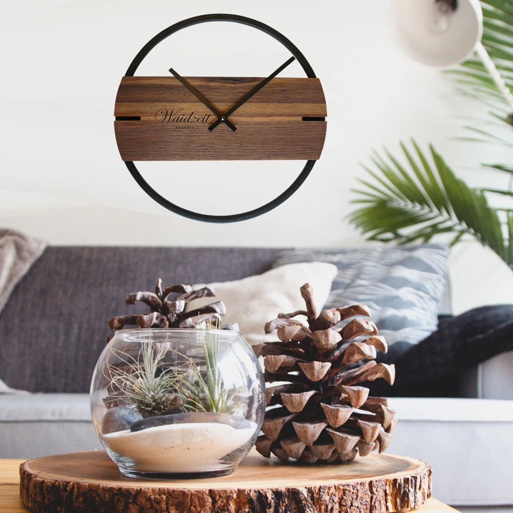 Horloge murale en bois Waidzeit • Design moderne • Mouvement à quartz précis