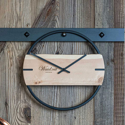 Horloge murale Waidzeit 30,5 cm Ø Bois • Bois véritable • Mouvement à quartz Junghans précis
