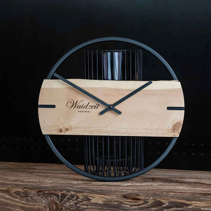 Horloge murale Waidzeit 30,5 cm Ø Bois • Bois véritable • Mouvement à quartz Junghans précis