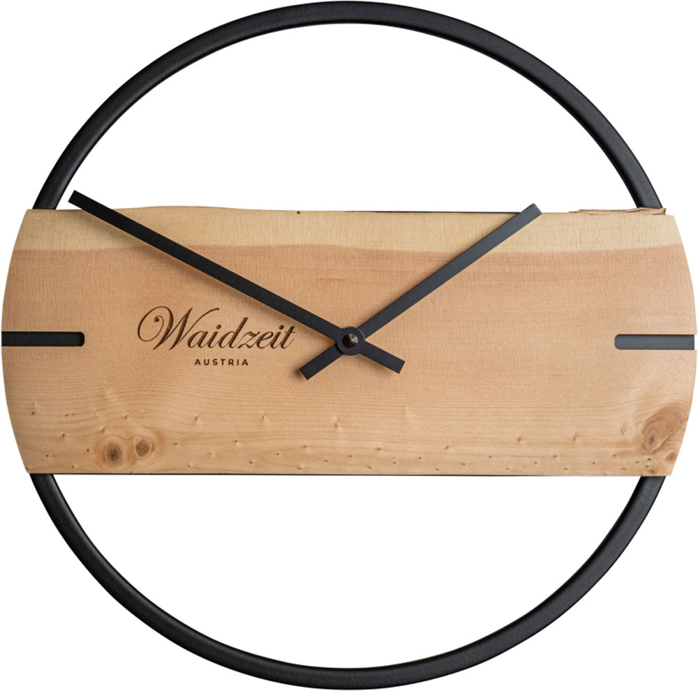 Horloge murale Waidzeit 30,5 cm Ø Bois • Bois véritable • Mouvement à quartz Junghans précis