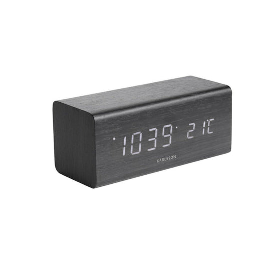 Karlsson Block Alarm Clock 16.0x7.2x7.1 cm Wood • LED Display • Temperature Display