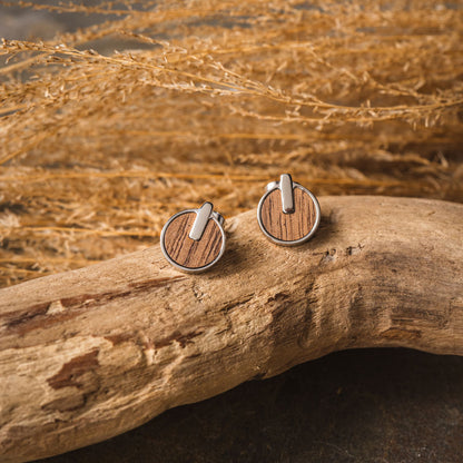 Opacity Earrings round with wood element - Wood Core Model: Jewelry