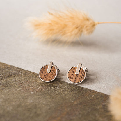 Opacity Earrings round with wood element - Wood Core Model: Jewelry