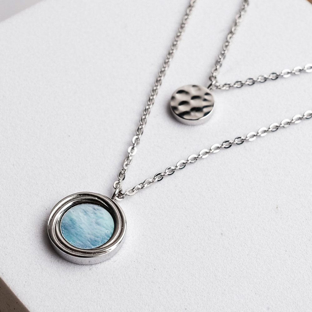 Zendala Layering-Halskette Perlmutt/Silber - Holzkern Modell: Jewelry