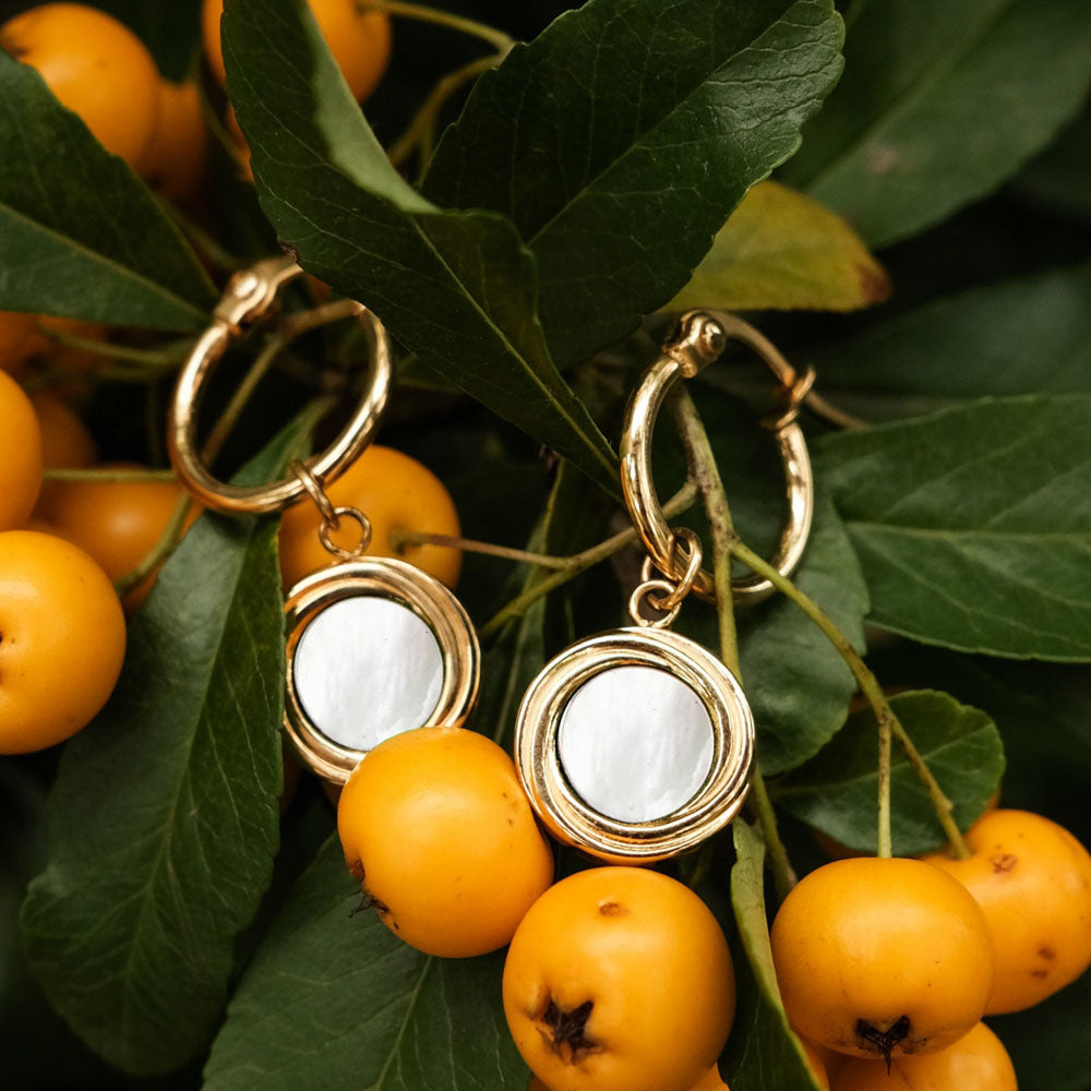 Zendala Ohrhänger mit rundem Anhänger - Holzkern Modell: Jewelry