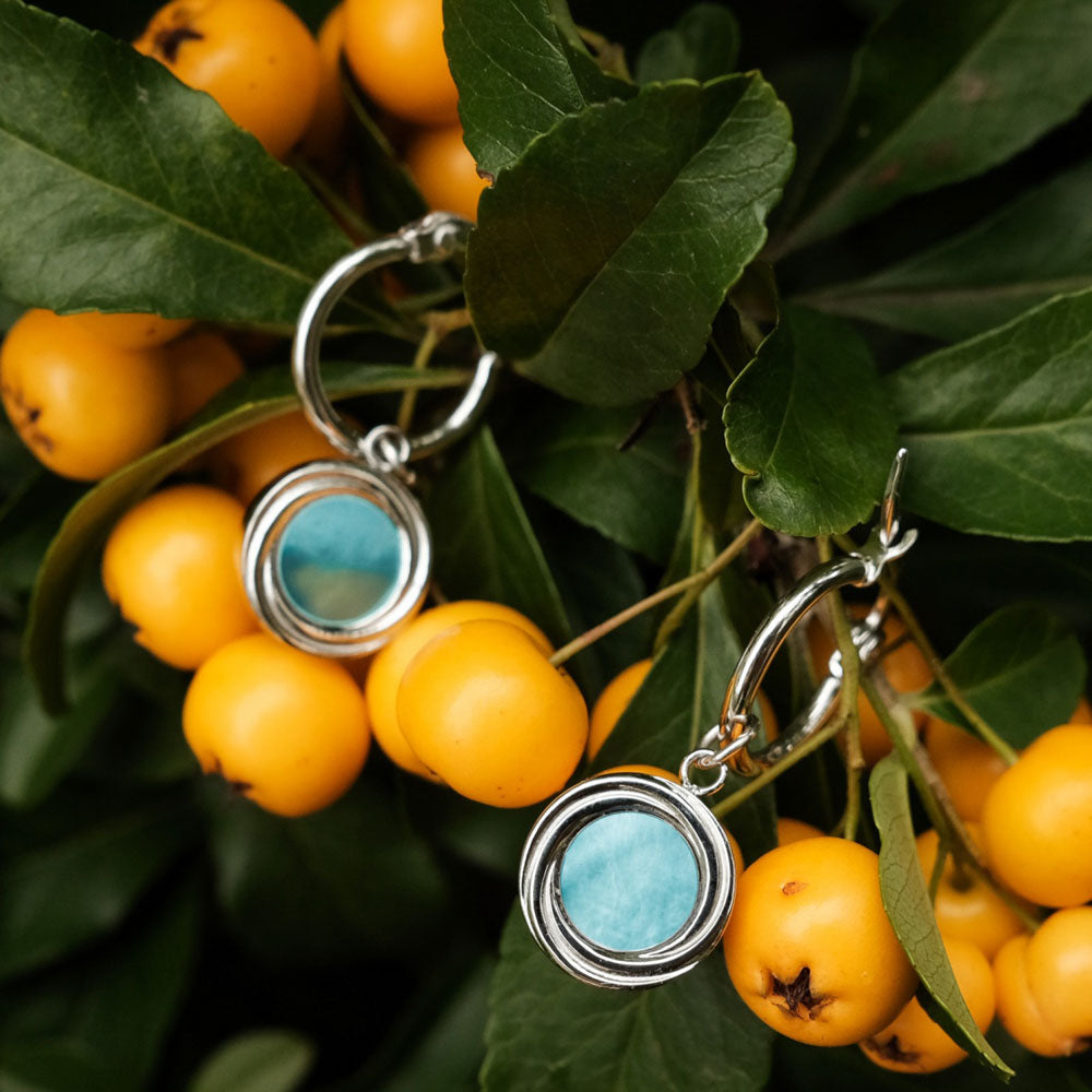 Zendala Ohrhänger mit rundem Anhänger - Holzkern Modell: Jewelry