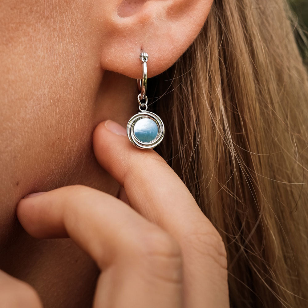 Zendala Ohrhänger mit rundem Anhänger - Holzkern Modell: Jewelry