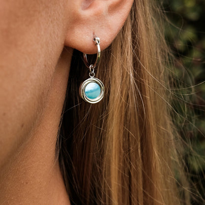 Zendala Ohrhänger mit rundem Anhänger - Holzkern Modell: Jewelry