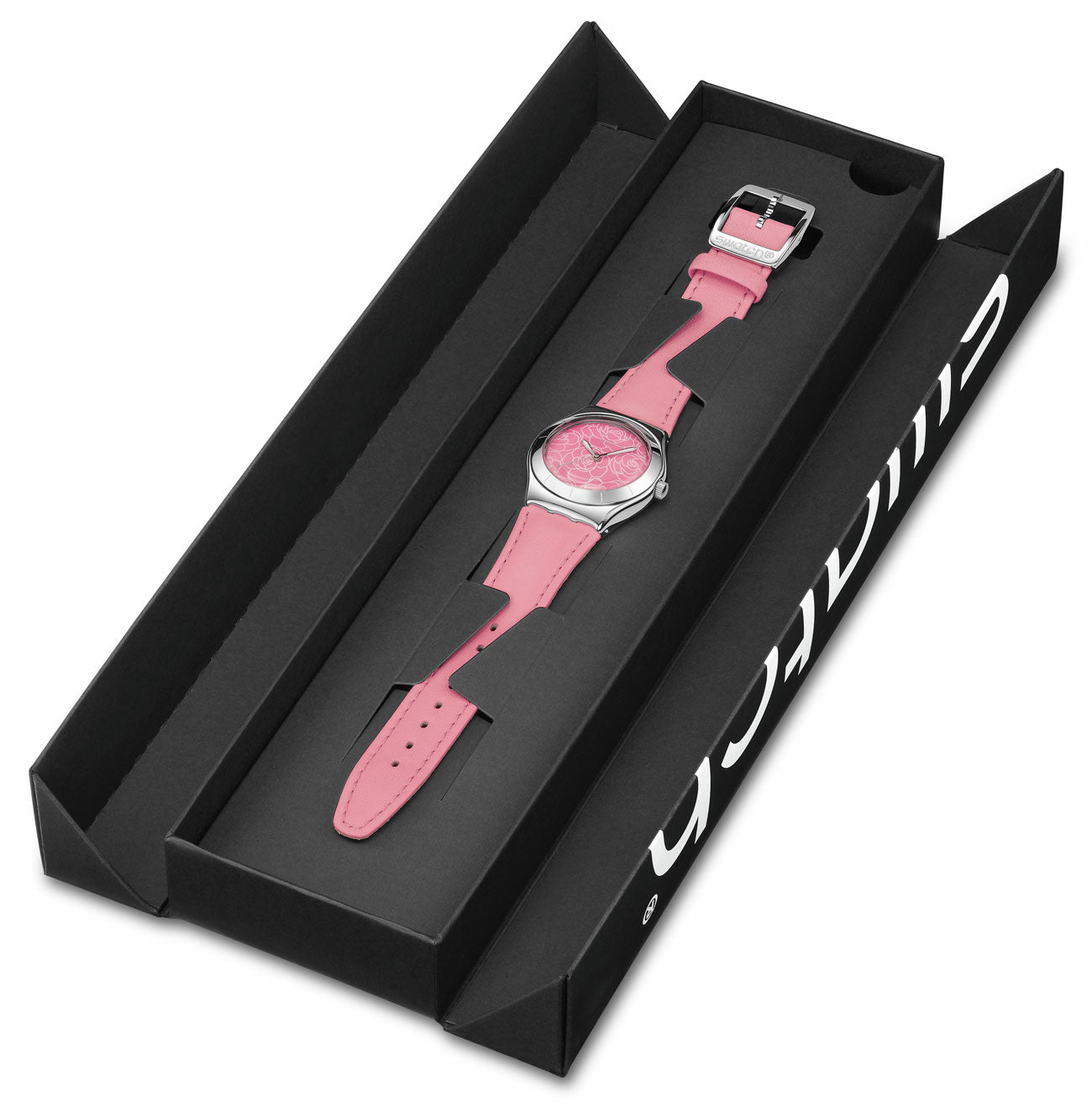 Swatch PINK PETAL PROMISE YLS234 Ladies' Watch • Swiss quartz movement • Stainless steel case