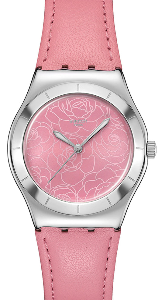 Swatch PINK PETAL PROMISE YLS234 Damen Uhr • Schweizer Quarzwerk • Edelstahlgehäuse